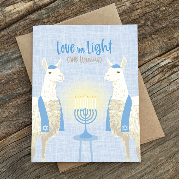 LIGHT AND LLAMAS HANUKKAH CARD