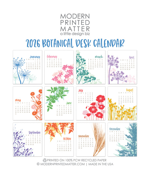 2026 BOTANICAL DESK CALENDAR