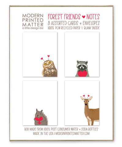 FOREST FRIENDS ASSORTED LOVE NOTES (BOX OF 8)