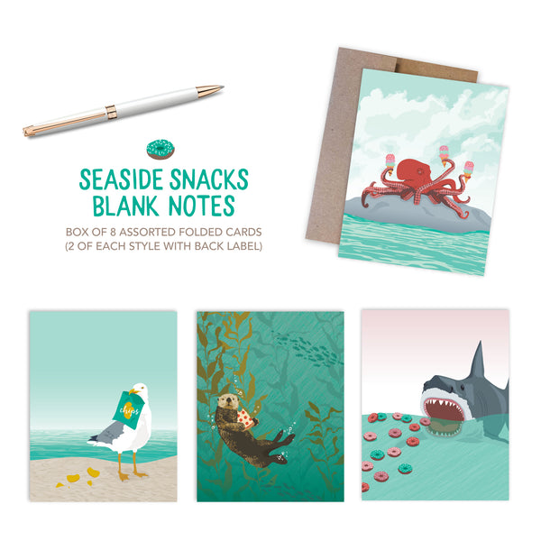SEASIDE SNACKS ASSORTED NOTE SET (BOX OF 8)