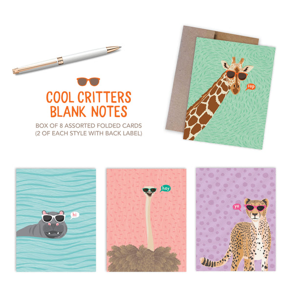 COOL CRITTERS ASSORTED NOTE SET (BOX OF 8)