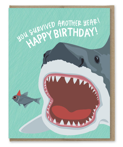 SURVIVED SHARK BIRTHDAY CARD