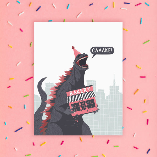 GODZILLA'S BAKERY BIRTHDAY CARD