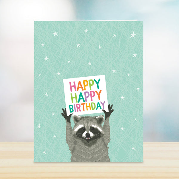 RACCOON BIRTHDAY CARD SIGN