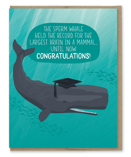 BIG BRAIN WHALE GRADUATION CARD