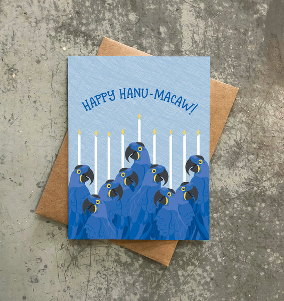 HANU-MACAW HANUKKAH CARD