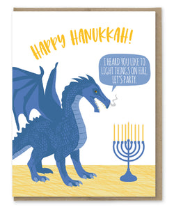 FUNNY DRAGON HANUKKAH CARD