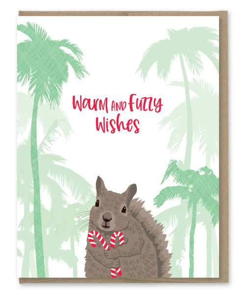 SQUIRREL + PALM TREES HOLIDAY CARD