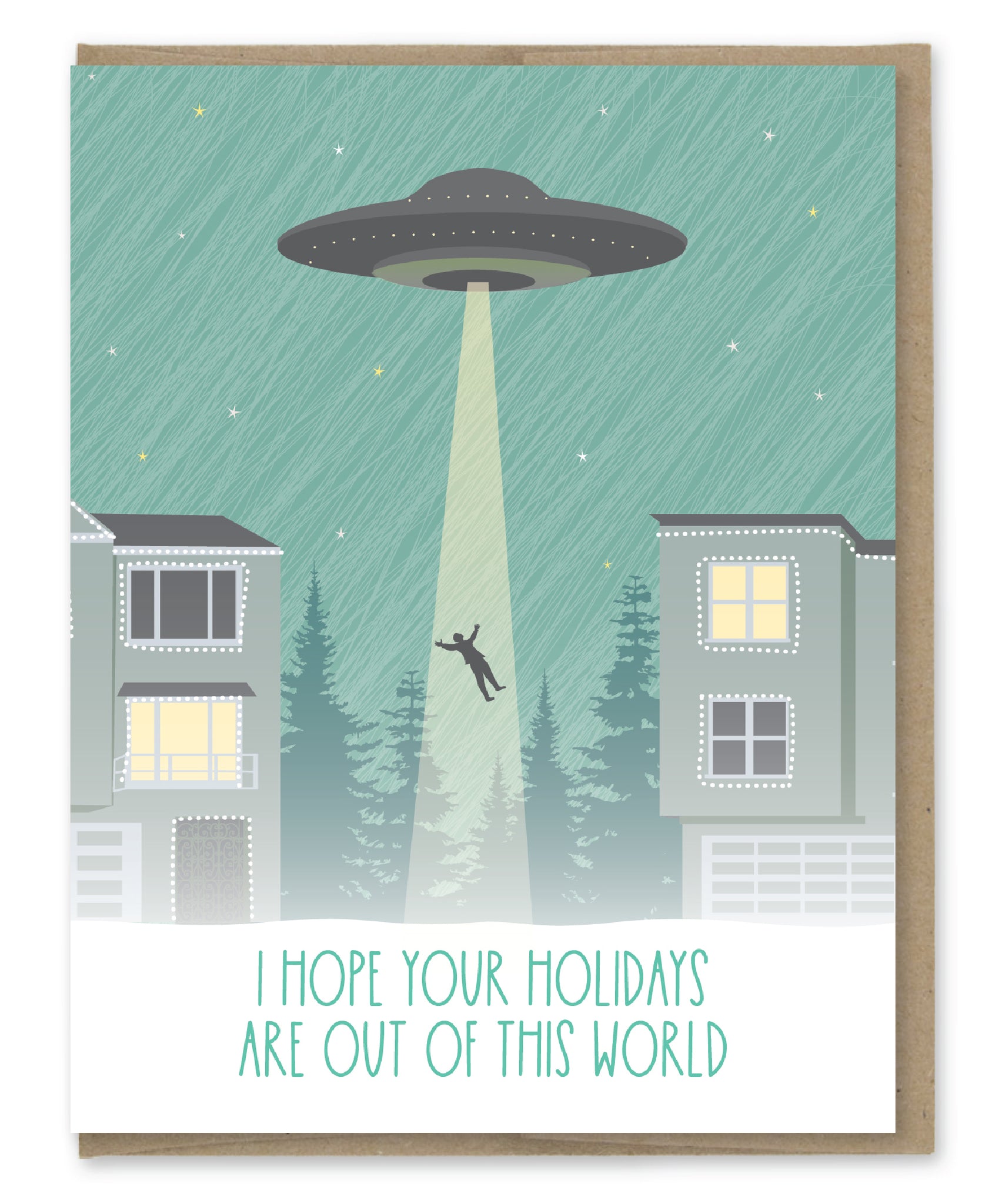 OUT OF THIS WORLD UFO HOLIDAY CARD