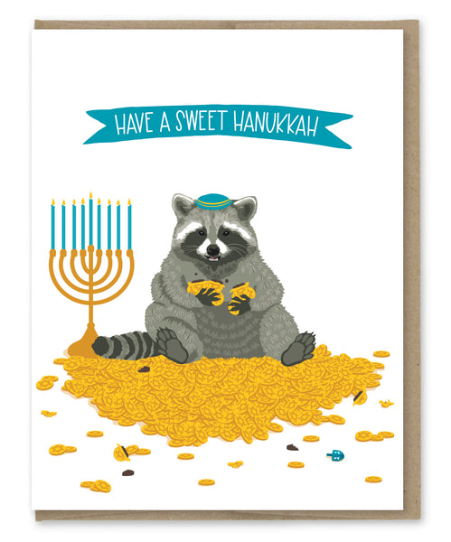 RACCOON SWEET HANUKKAH CARD