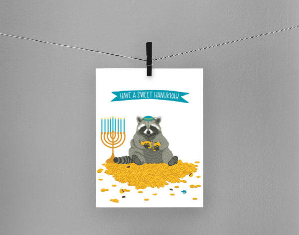 RACCOON SWEET HANUKKAH CARD