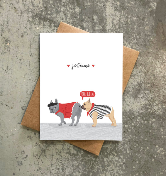 JE T'AIME FRENCH BULLDOG LOVE CARD