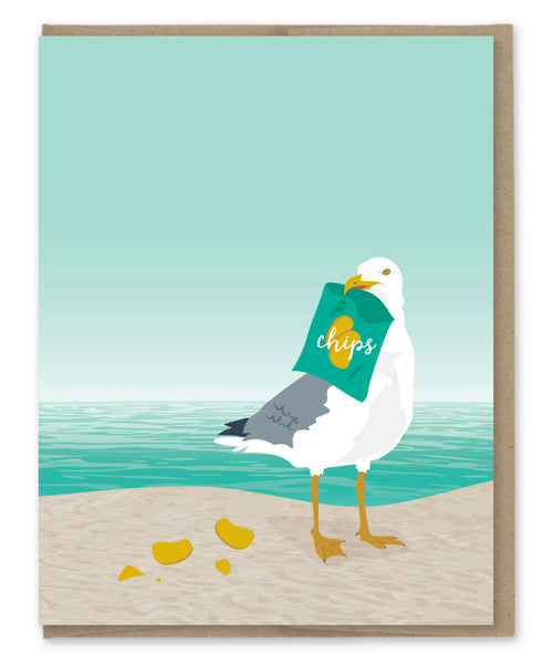 SEAGULL WITH CHIPS BLANK NOTE CARD