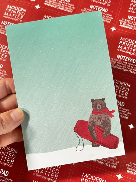 BEAR SLEDDING NOTEPAD