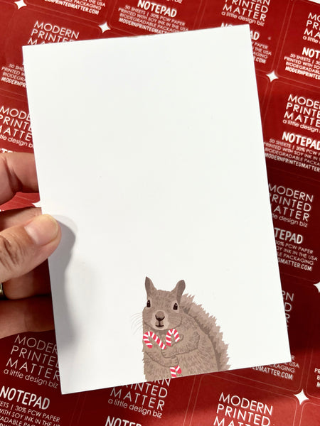 SQUIRREL + CANDY CANES NOTEPAD