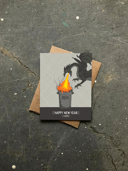 DRAGON TRASH FIRE NEW YEAR'S CARD