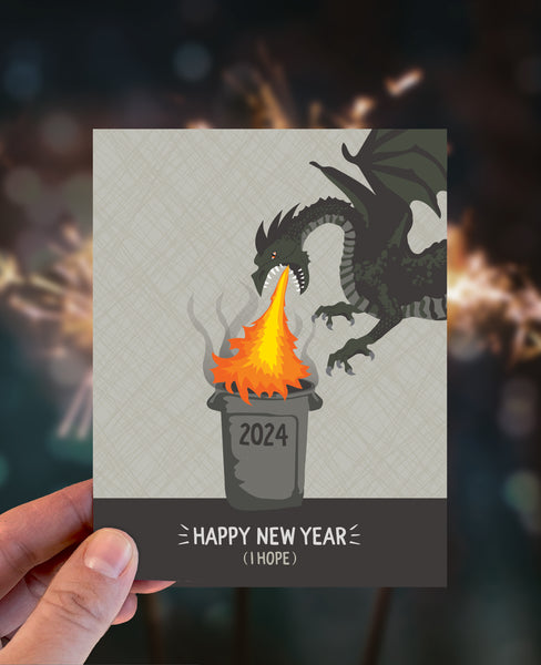 DRAGON TRASH FIRE NEW YEAR'S CARD