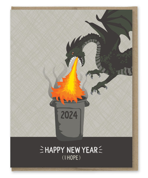 DRAGON TRASH FIRE NEW YEAR'S CARD