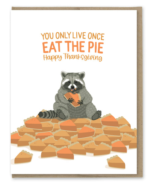 RACCOON EAT THE PIE THANKSGIVING CARD