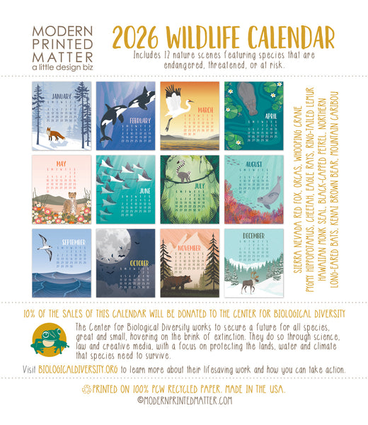 2026 WILDLIFE DESK CALENDAR