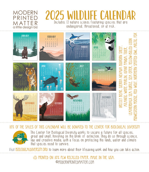 2025 WILDLIFE DESK CALENDAR