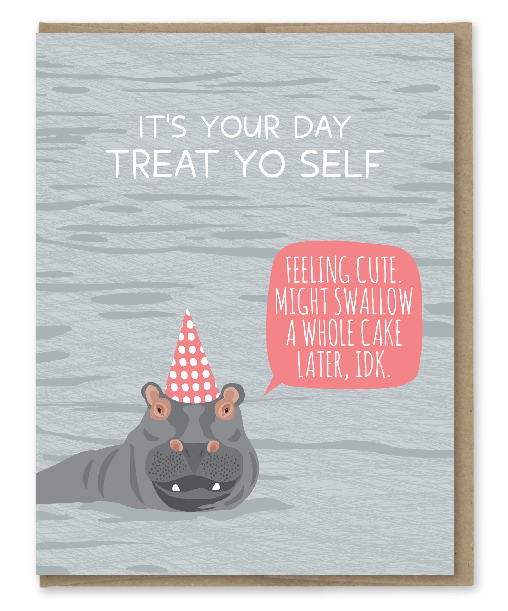 HIPPO SWALLOW CAKE BIRTHDAY CARD