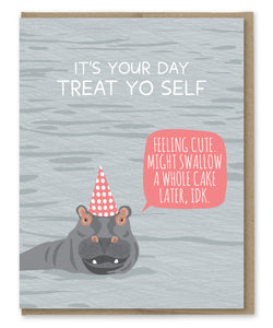 HIPPO SWALLOW CAKE BIRTHDAY CARD