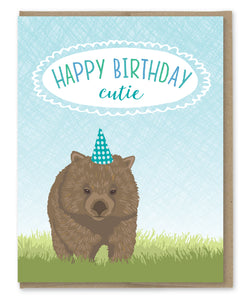 CUTIE WOMBAT BIRTHDAY CARD