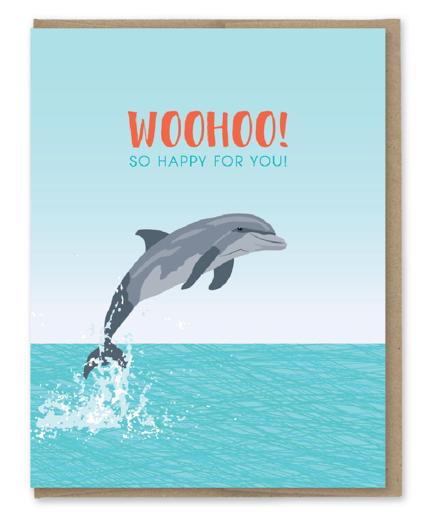 WOOHOO DOLPHIN CONGRATS CARD – Modern Printed Matter