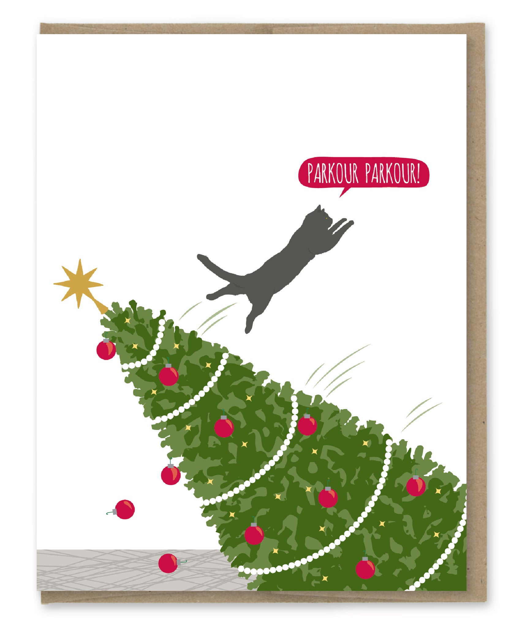 PARKOUR CAT CHRISTMAS CARD