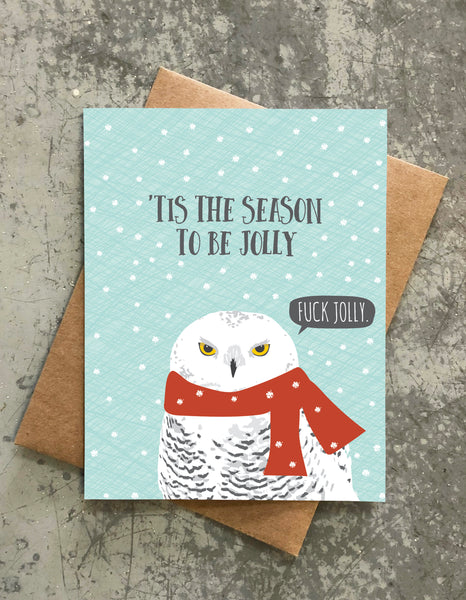 BE JOLLY OWL HOLIDAY CARD